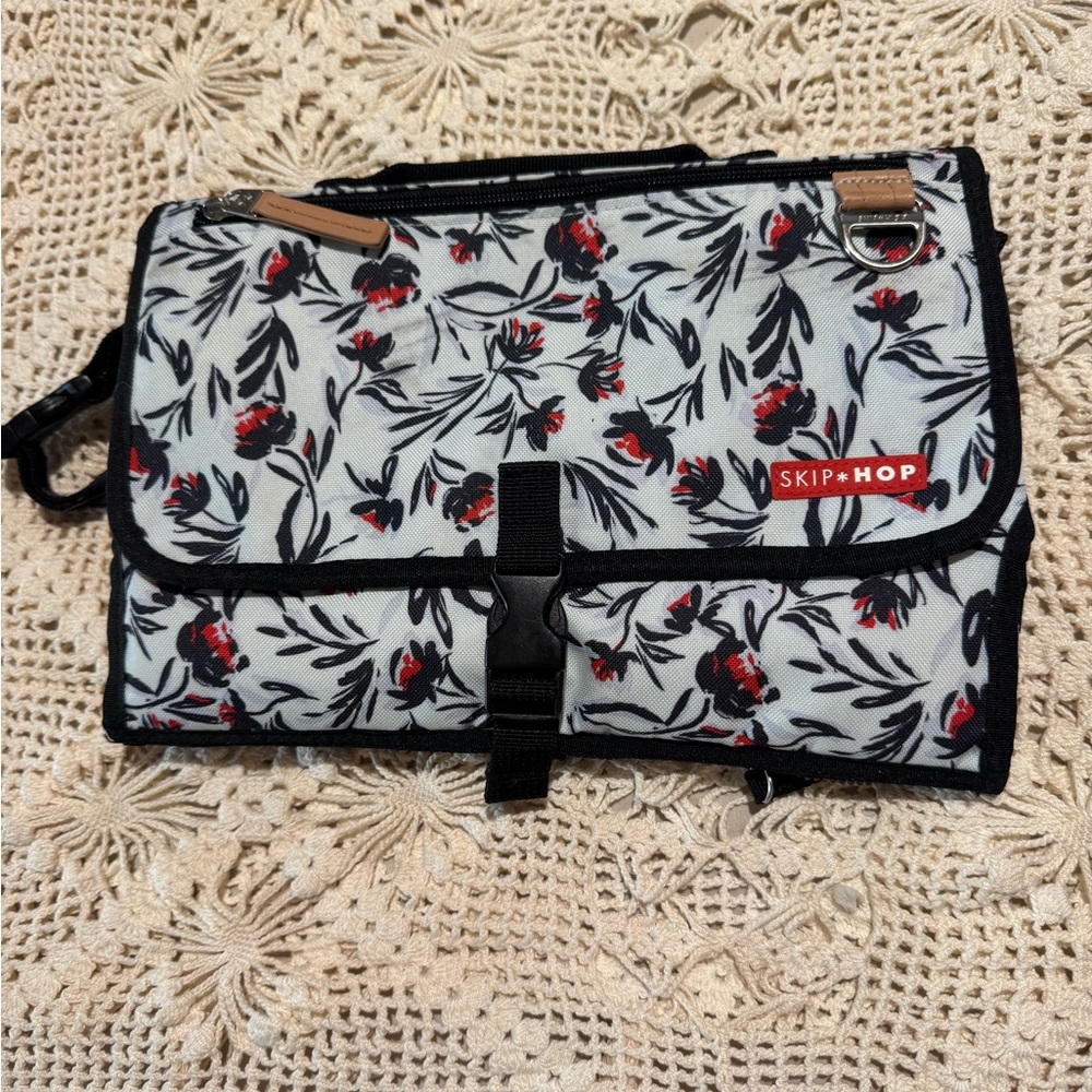 Skip Hop Black and Red Floral Changing Pad